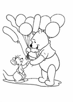 coloriage winnie l ourson et bebe gourou avec des ballons